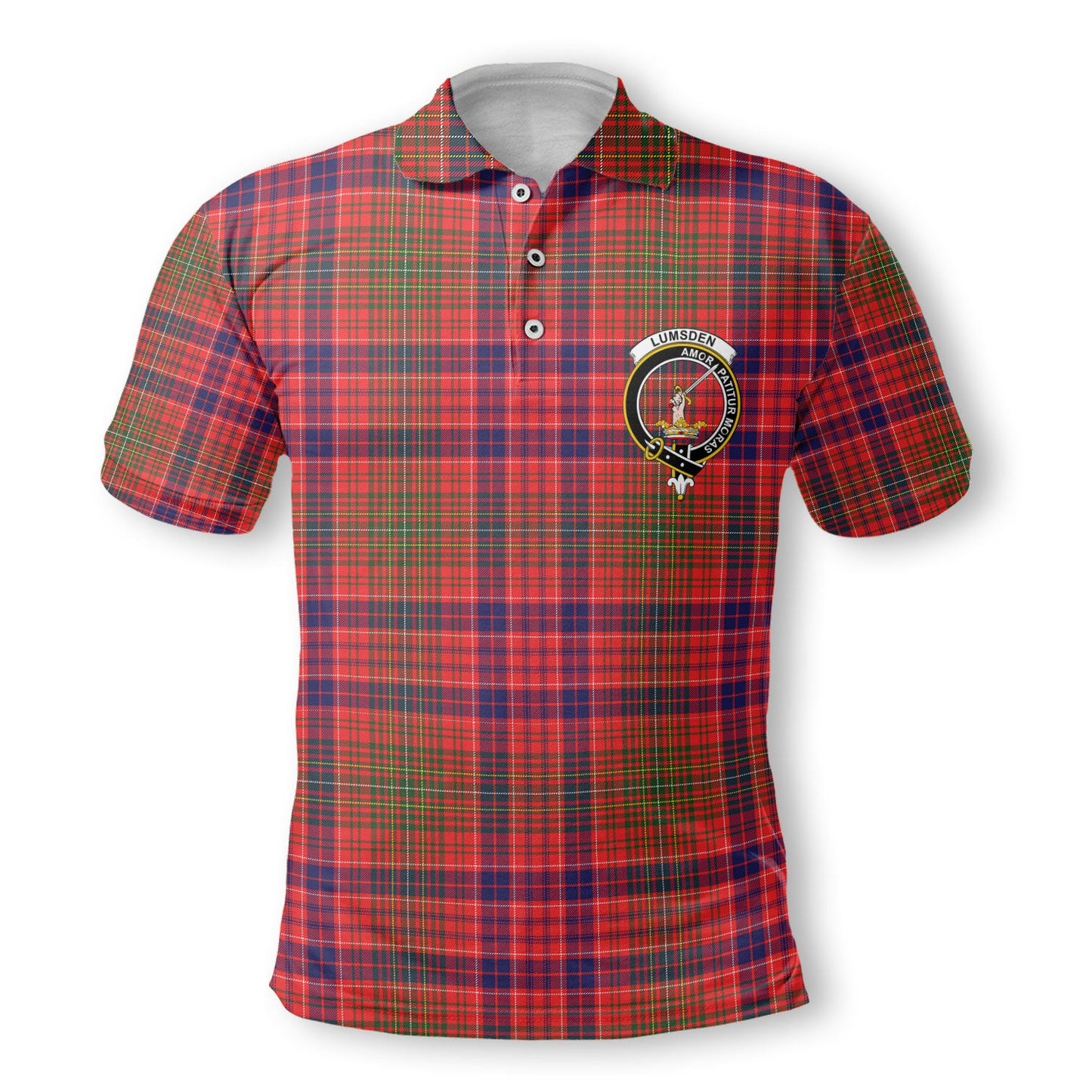 Clan Lumsden Tartan Men Polo Shirt Crest And Plaid Basic Style