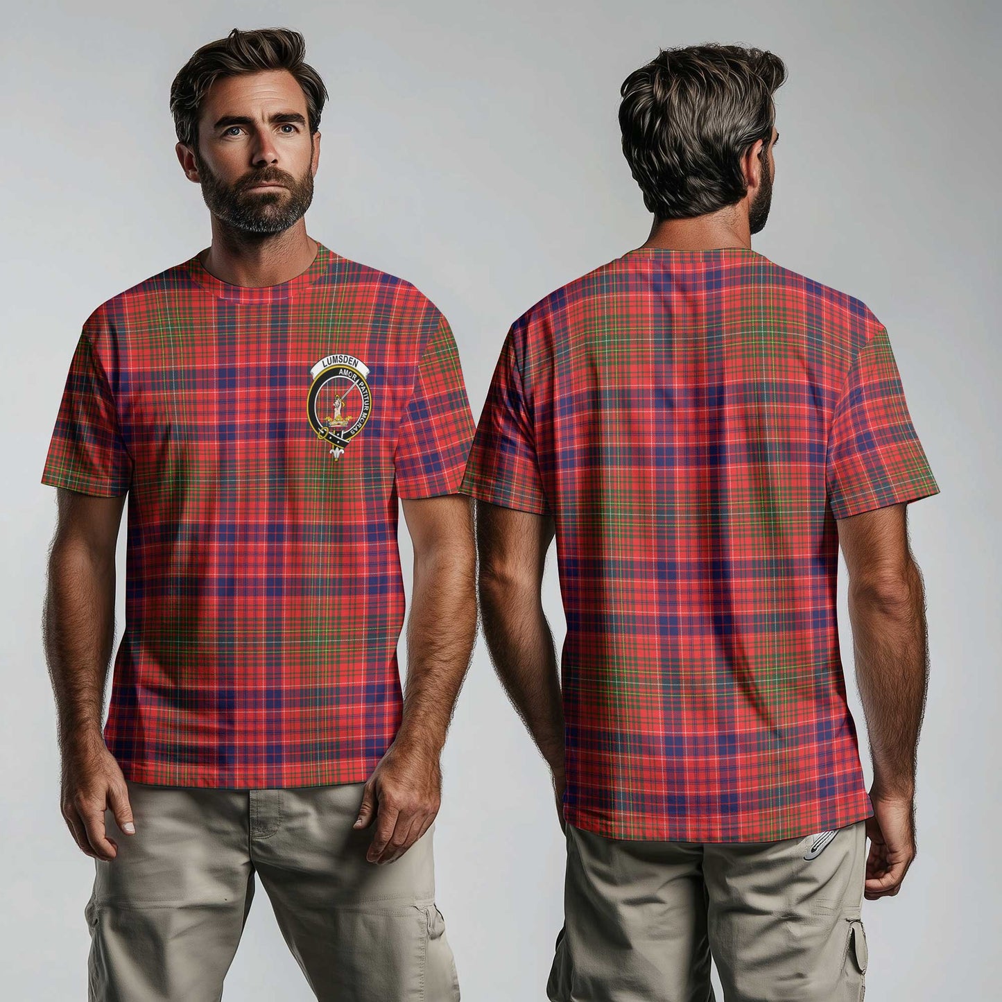 Clan Lumsden Tartan Men T Shirt Crest And Plaid Basic Style