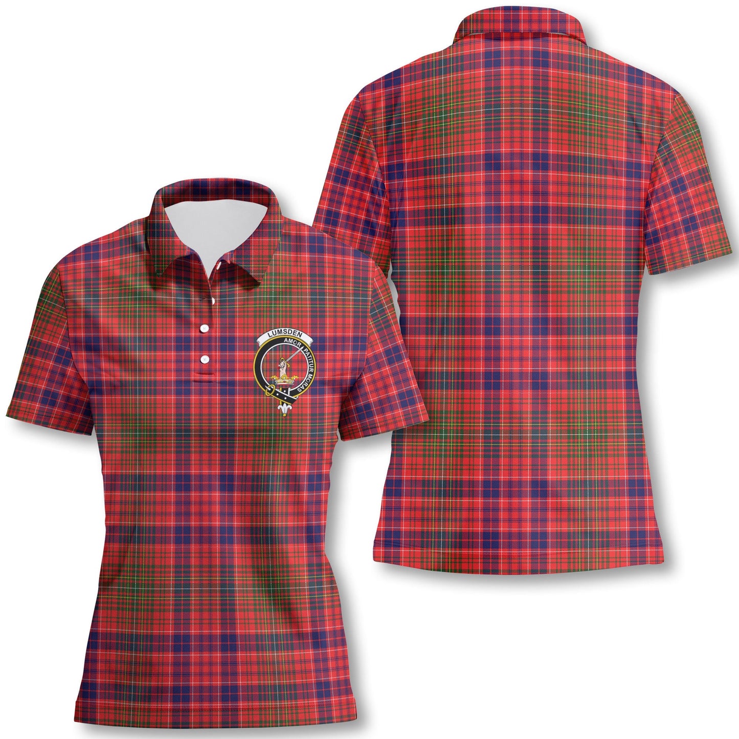 Clan Lumsden Tartan Women Polo Shirt Crest And Plaid Basic Style