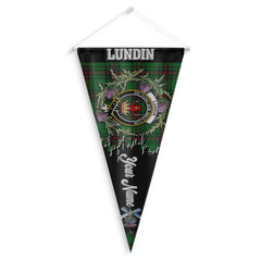 Clan Lundin Tartan Felt Pennant Crest And Plaid Basic Style