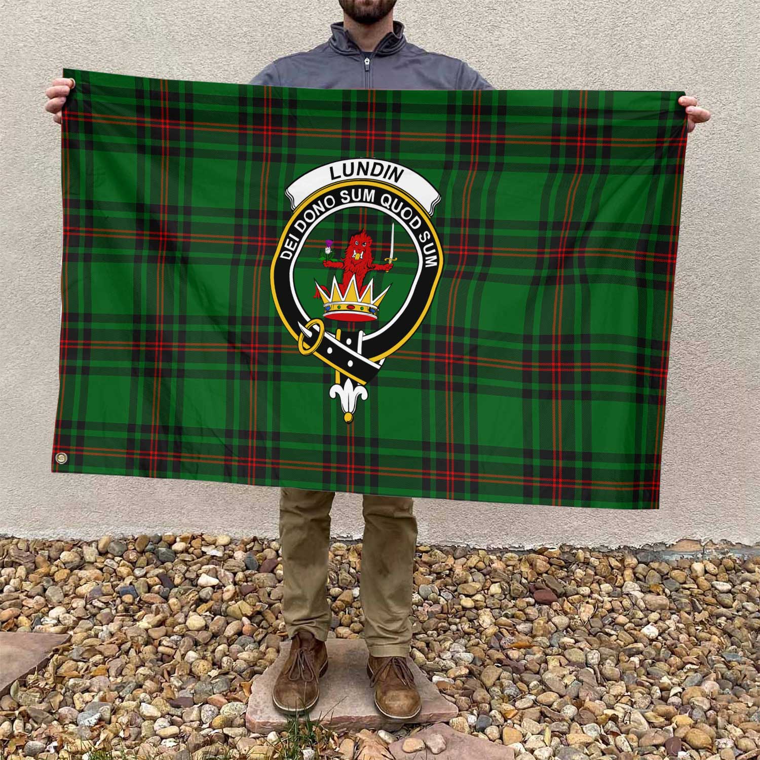 Clan Lundin Tartan Flag 1 Crest And Plaid Basic Style Tartan House Flag Crest And Plaid Basic Style