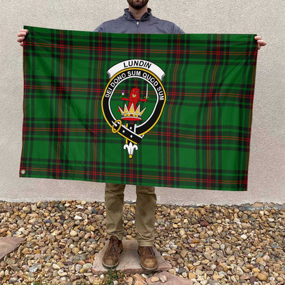 Clan Lundin Tartan Flag Crest And Plaid Basic Style