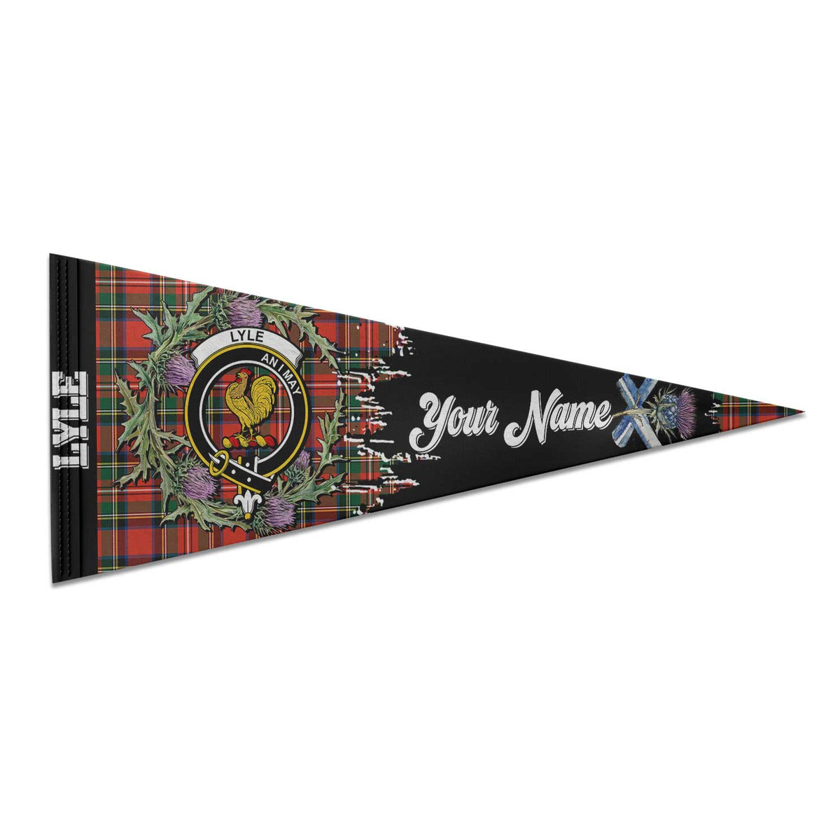 Clan Lyle Tartan Felt Pennant Crest And Plaid Basic Style
