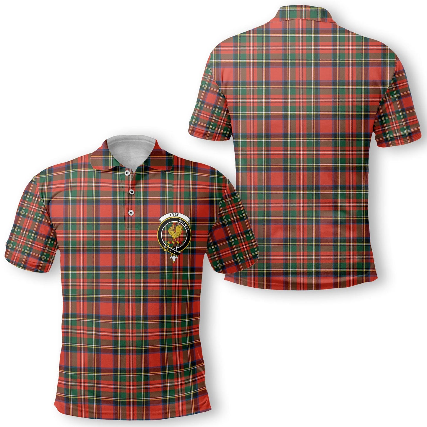 Clan Lyle Tartan Golf Men Polo Shirt Crest And Plaid Basic Style