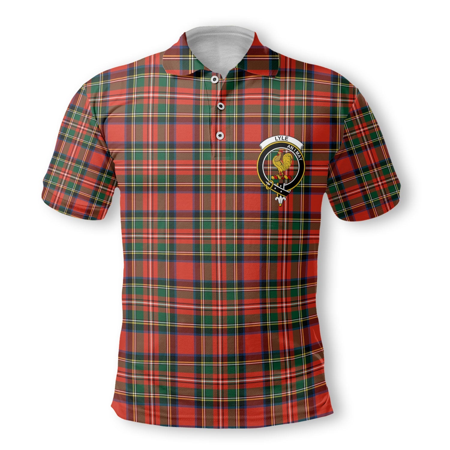 Clan Lyle Tartan Men Polo Shirt Crest And Plaid Basic Style