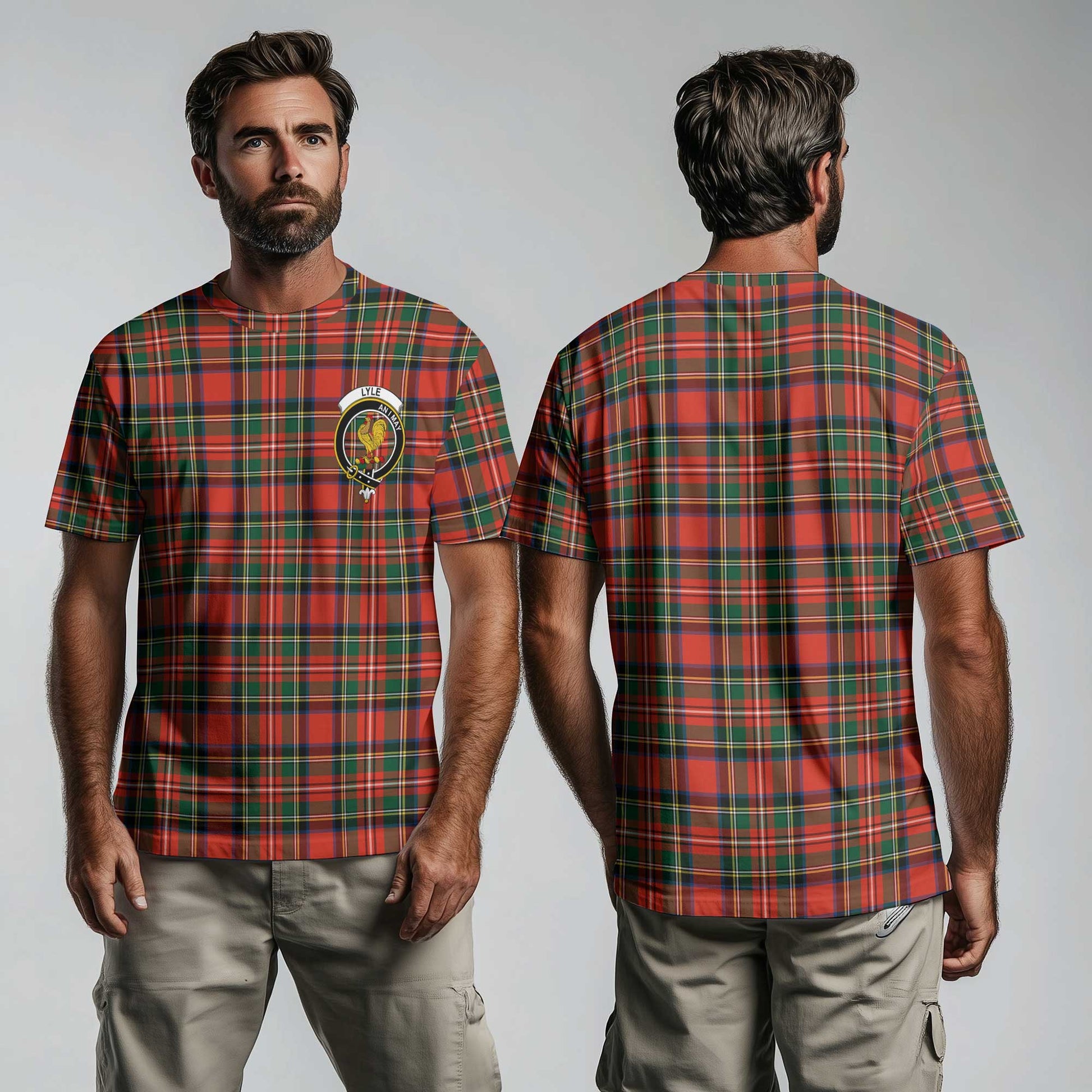 Clan Lyle Tartan Men T Shirt Crest And Plaid Basic Style