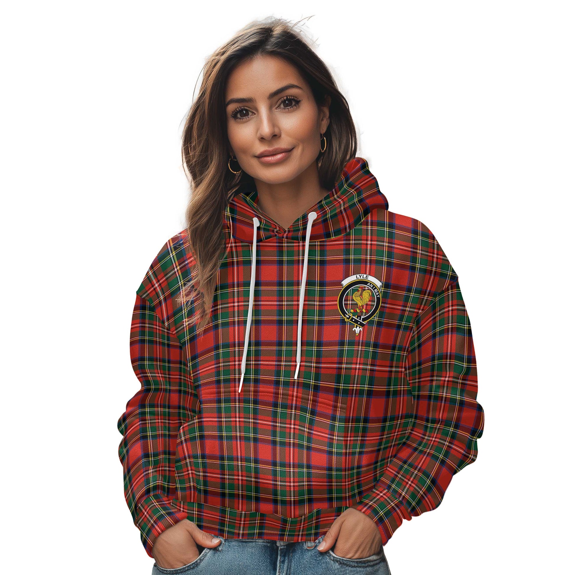 Clan Lyle Tartan Women Hoodie Crest And Plaid Basic Style