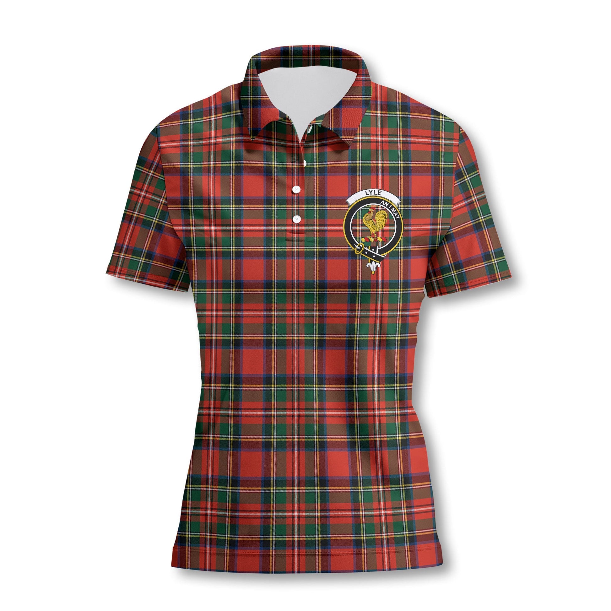 Clan Lyle Tartan Women Polo Shirt Crest And Plaid Basic Style