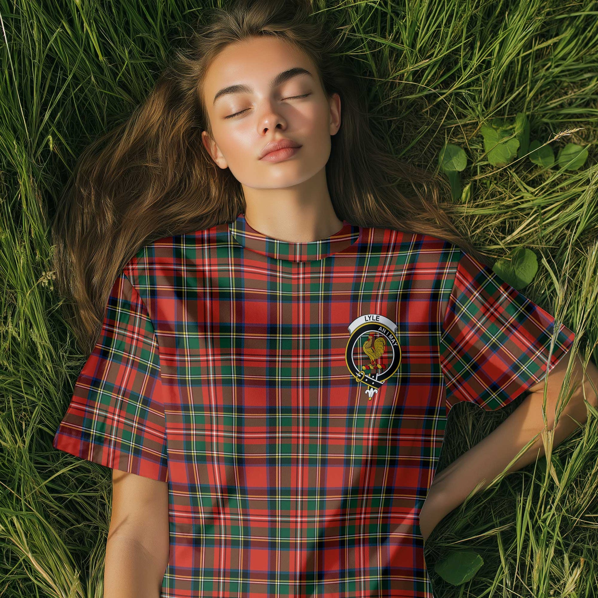 Clan Lyle Tartan Women T Shirt Crest And Plaid Basic Style