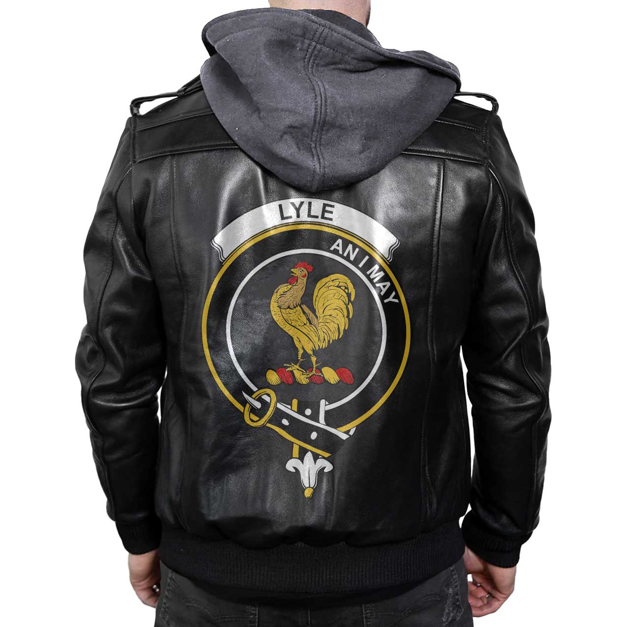 Clan Lyle Tartan Zip Leather Jacket Crest And Plaid Basic Style