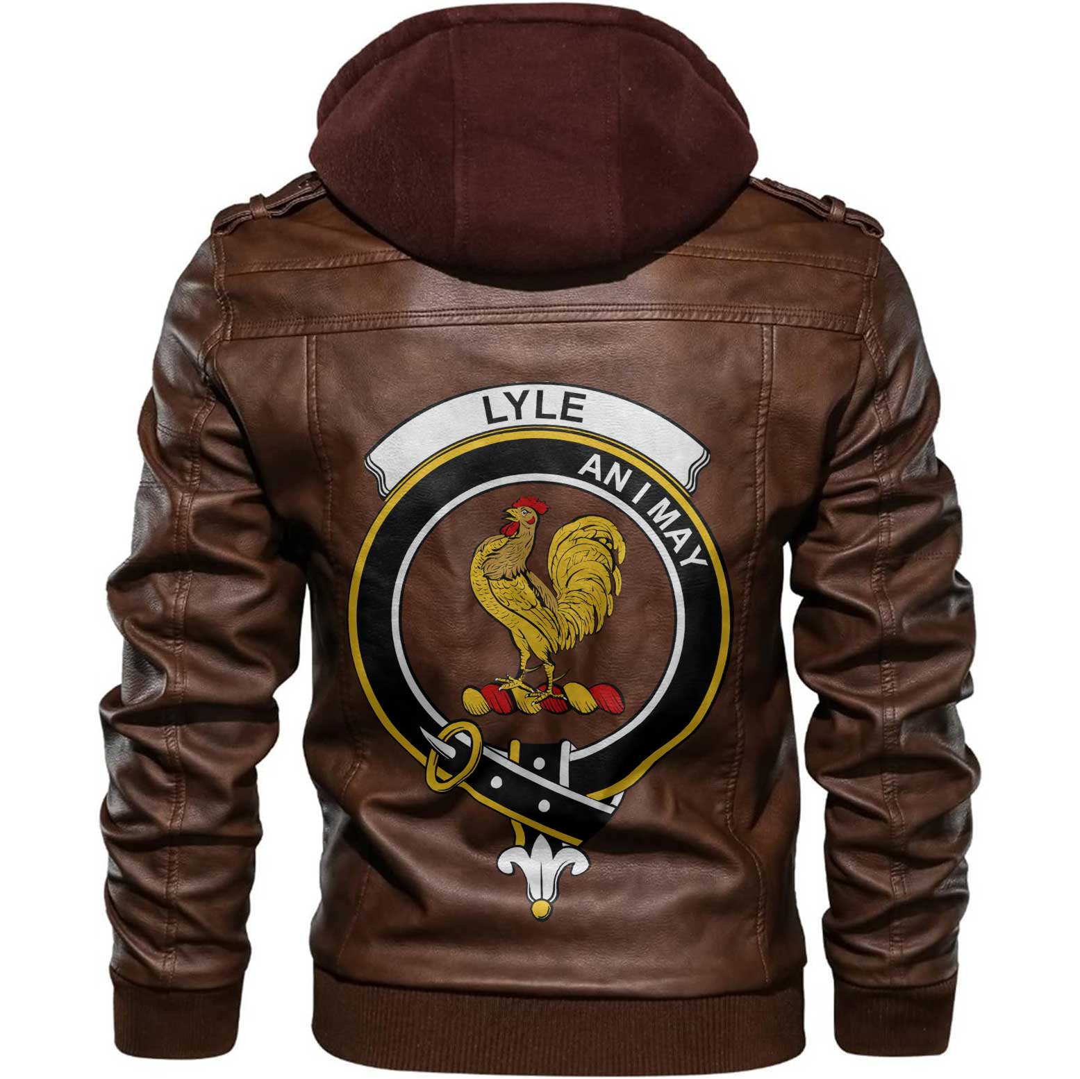 Clan Lyle Tartan Zip Leather Jacket Crest And Plaid Basic Style