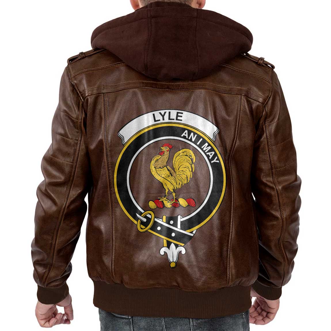 Clan Lyle Tartan Zip Leather Jacket Crest And Plaid Basic Style