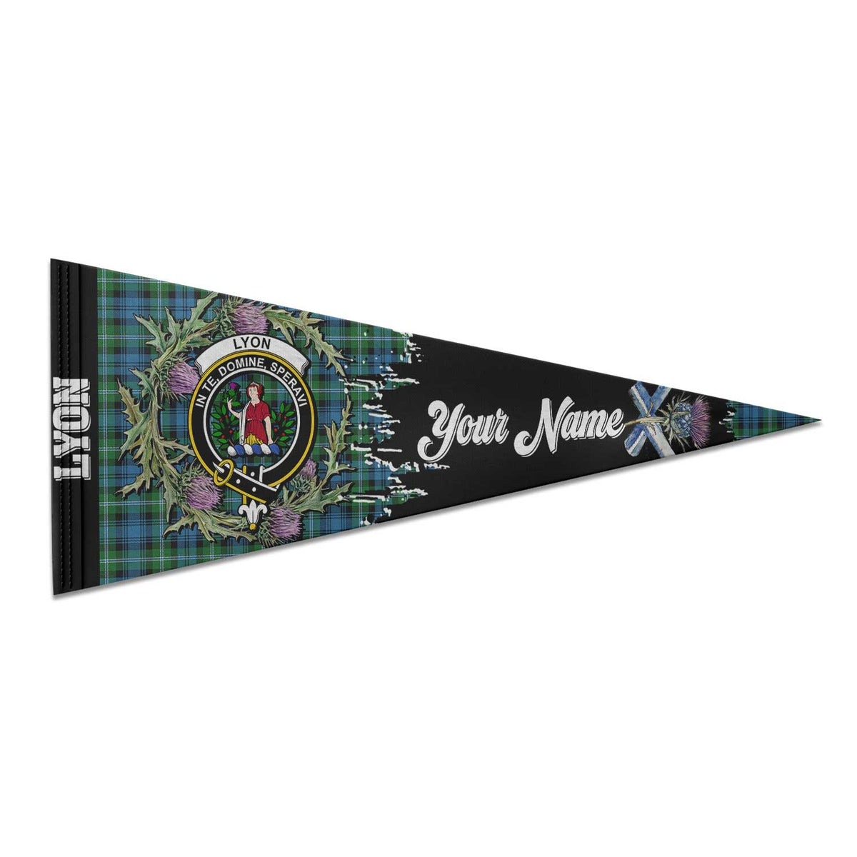 Clan Lyon Tartan Felt Pennant Crest And Plaid Basic Style