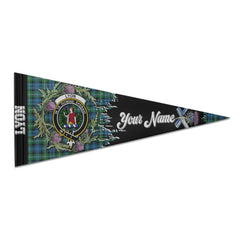 Clan Lyon Tartan Felt Pennant Crest And Plaid Basic Style
