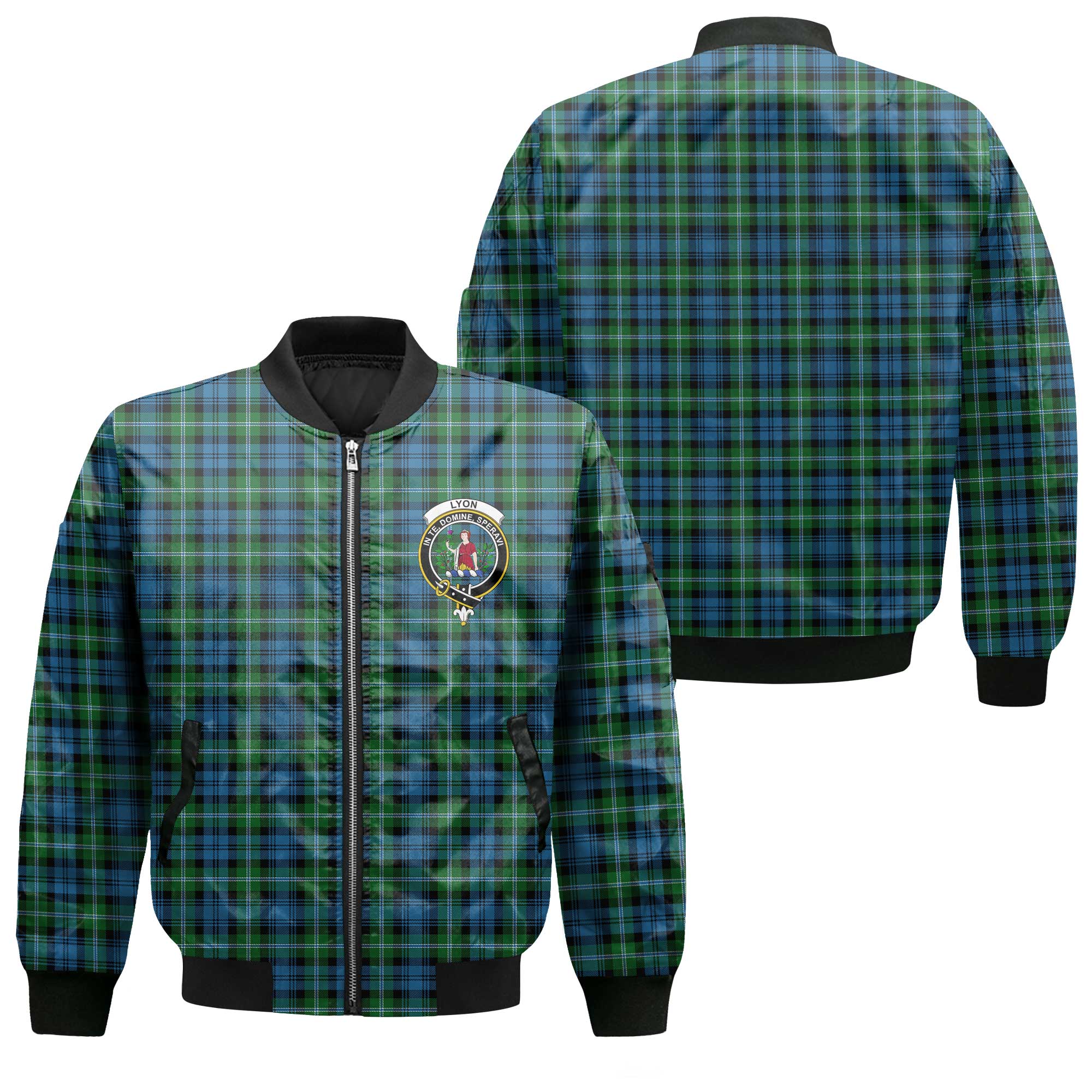 Clan Lyon Tartan Men Bomber Jacket Crest And Plaid Basic Style