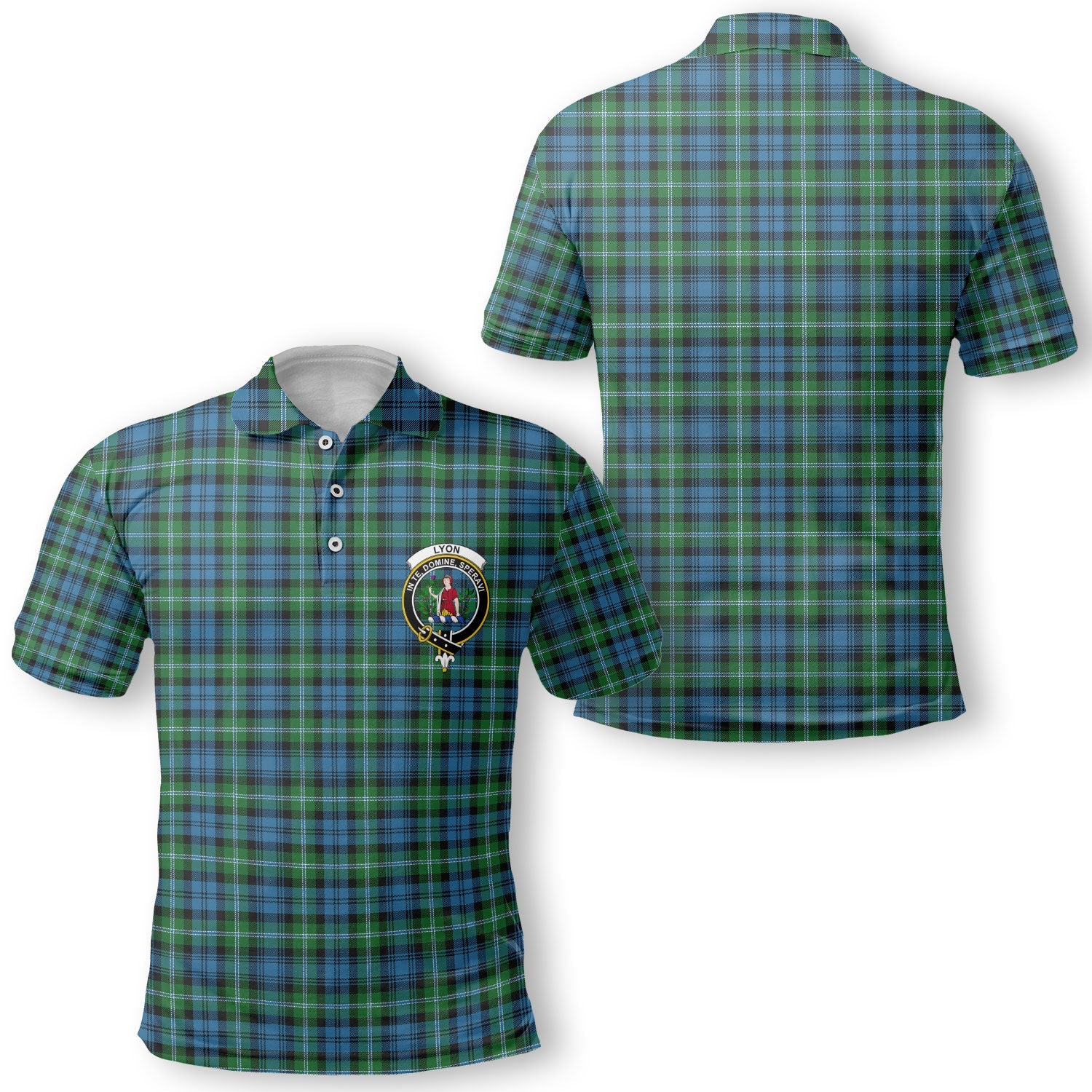 Clan Lyon Tartan Men Polo Shirt Crest And Plaid Basic Style