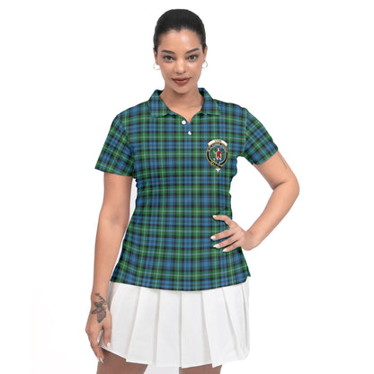 Clan Lyon Tartan Women Polo Shirt Crest And Plaid Basic Style