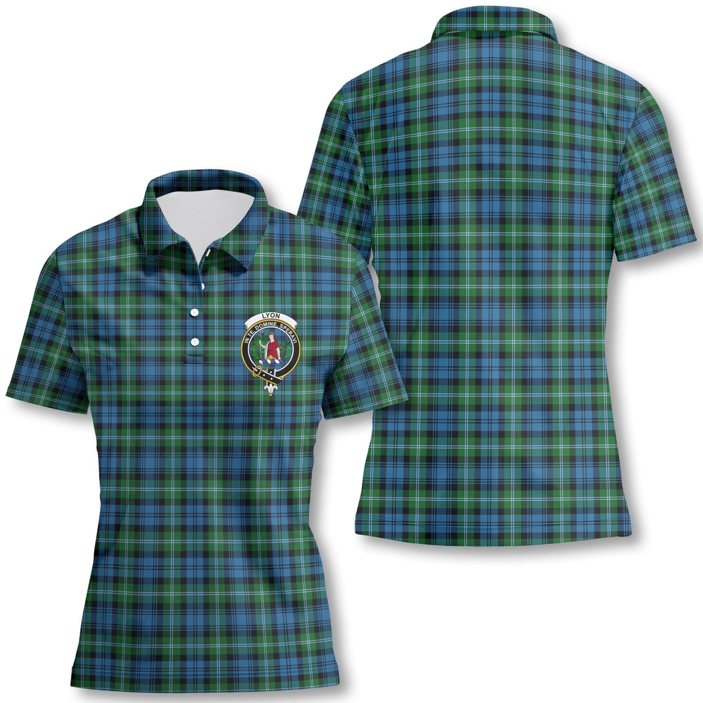 Clan Lyon Tartan Women Polo Shirt Crest And Plaid Basic Style