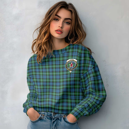 Clan Lyon Tartan Women Sweatshirt Crest And Plaid Basic Style