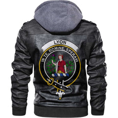 Clan Lyon Tartan Zip Leather Jacket Crest And Plaid Basic Style