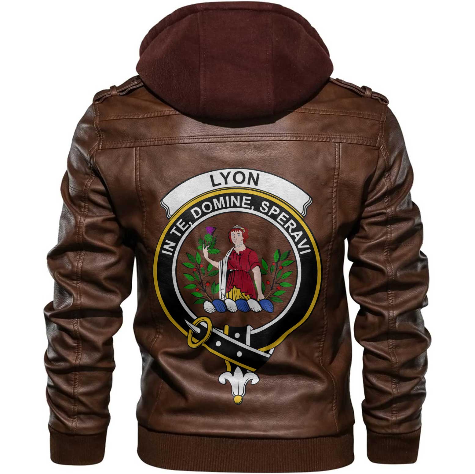 Clan Lyon Tartan Zip Leather Jacket Crest And Plaid Basic Style