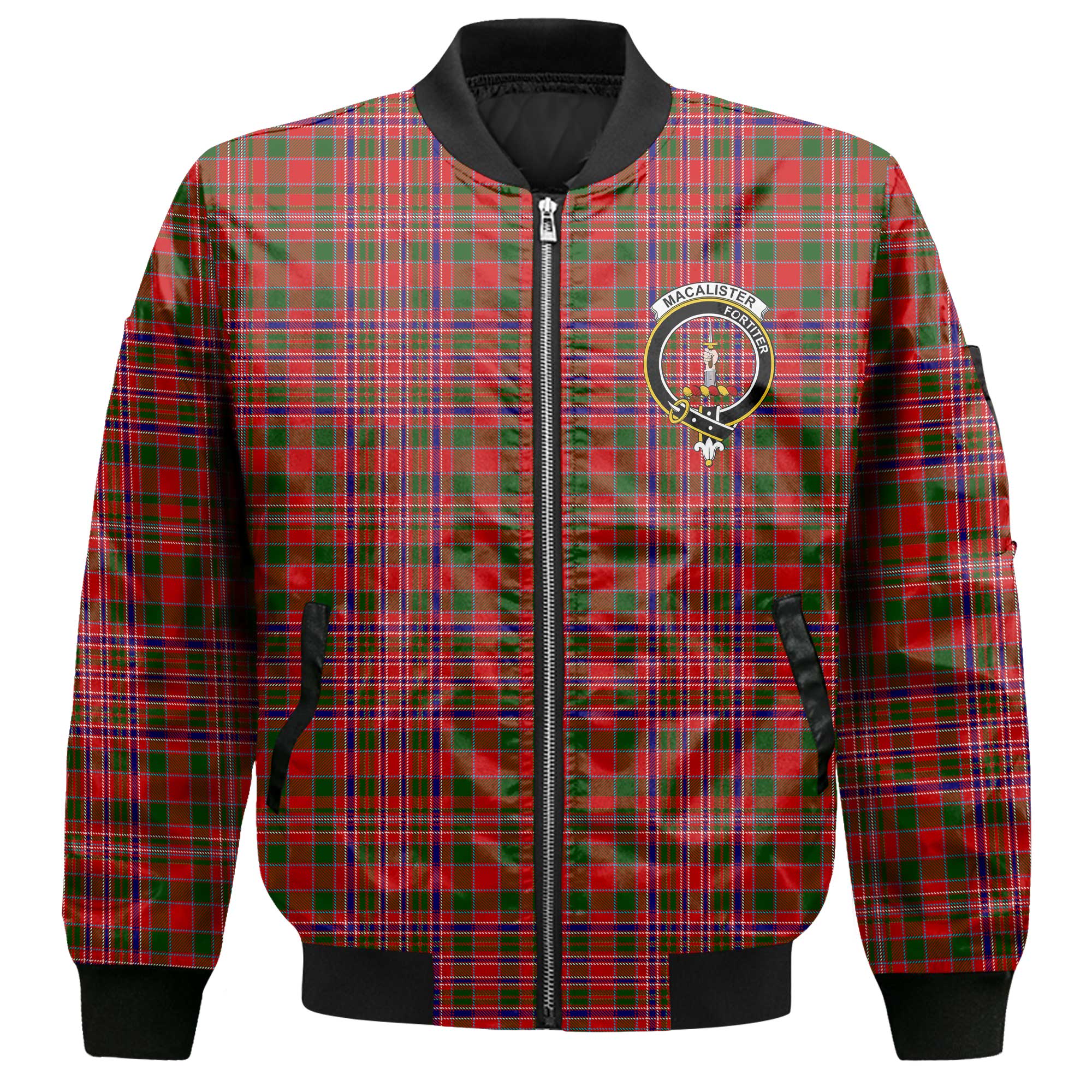 Clan Macalister Tartan Women Bomber Jacket Crest And Plaid Basic Style