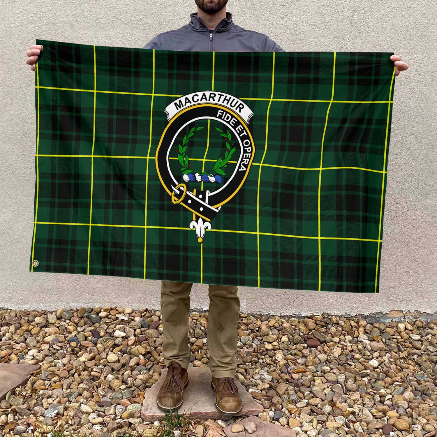 Clan Macarthur Tartan Flag Crest And Plaid Basic Style