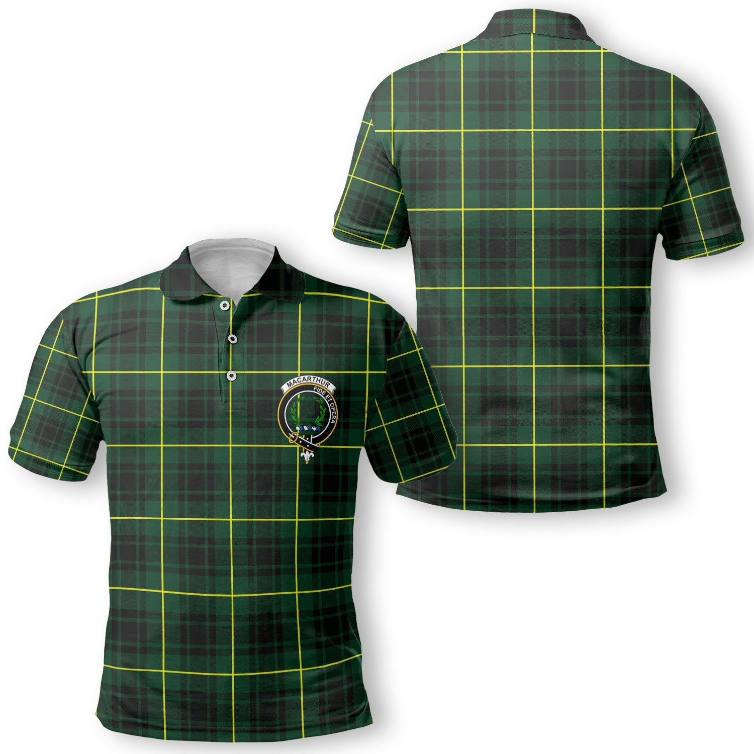 Clan Macarthur Tartan Golf Men Polo Shirt Crest And Plaid Basic Style