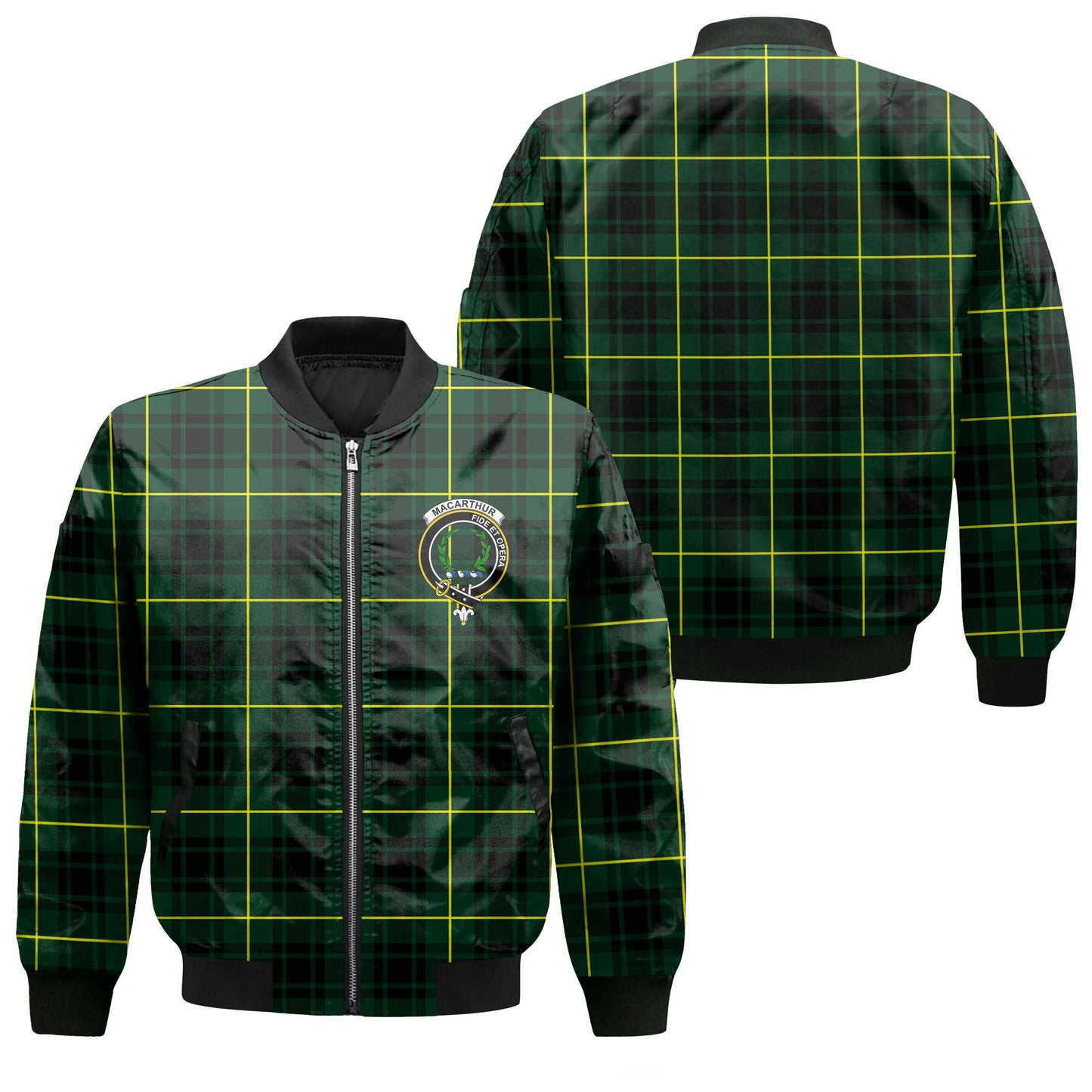 Clan Macarthur Tartan Men Bomber Jacket Crest And Plaid Basic Style