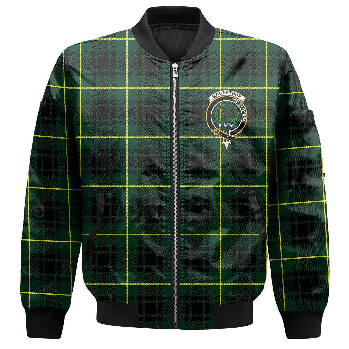 Clan Macarthur Tartan Men Bomber Jacket Crest And Plaid Basic Style