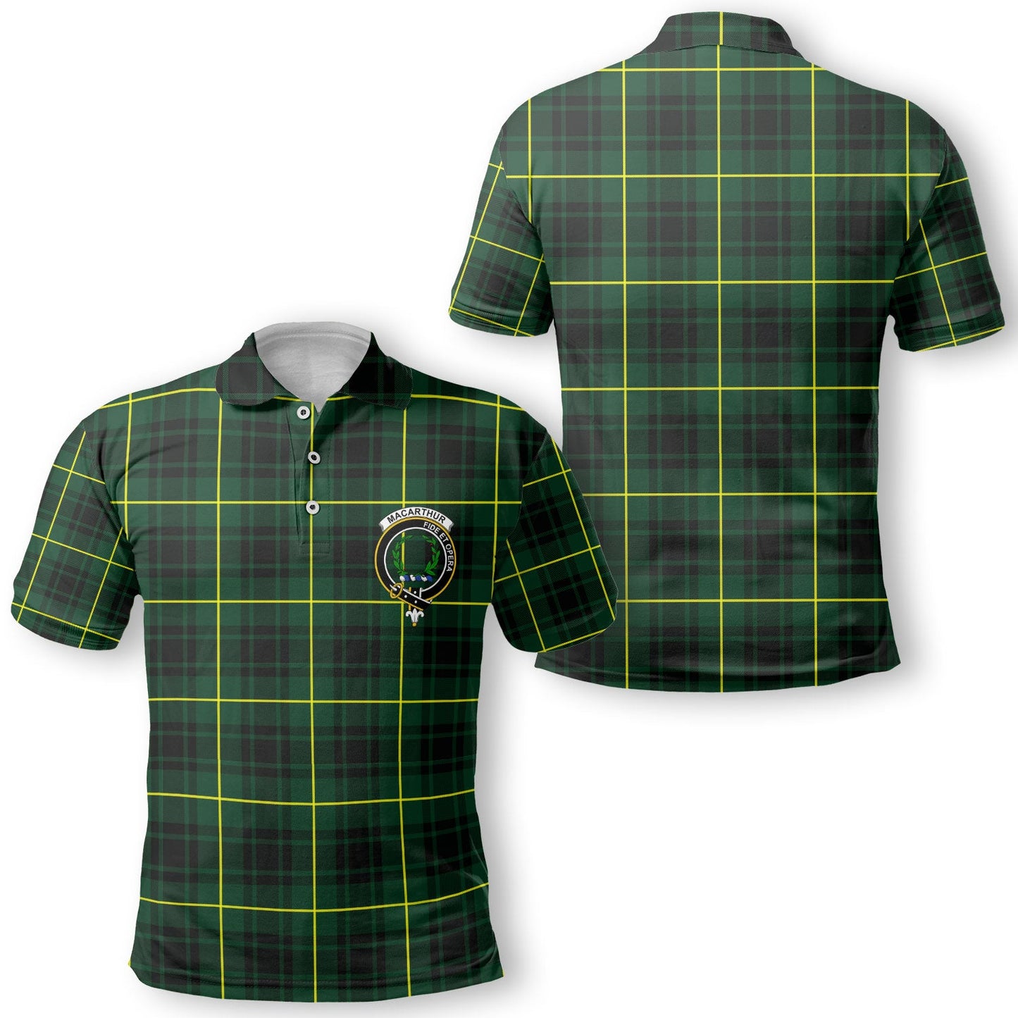 Clan Macarthur Tartan Men Polo Shirt Crest And Plaid Basic Style