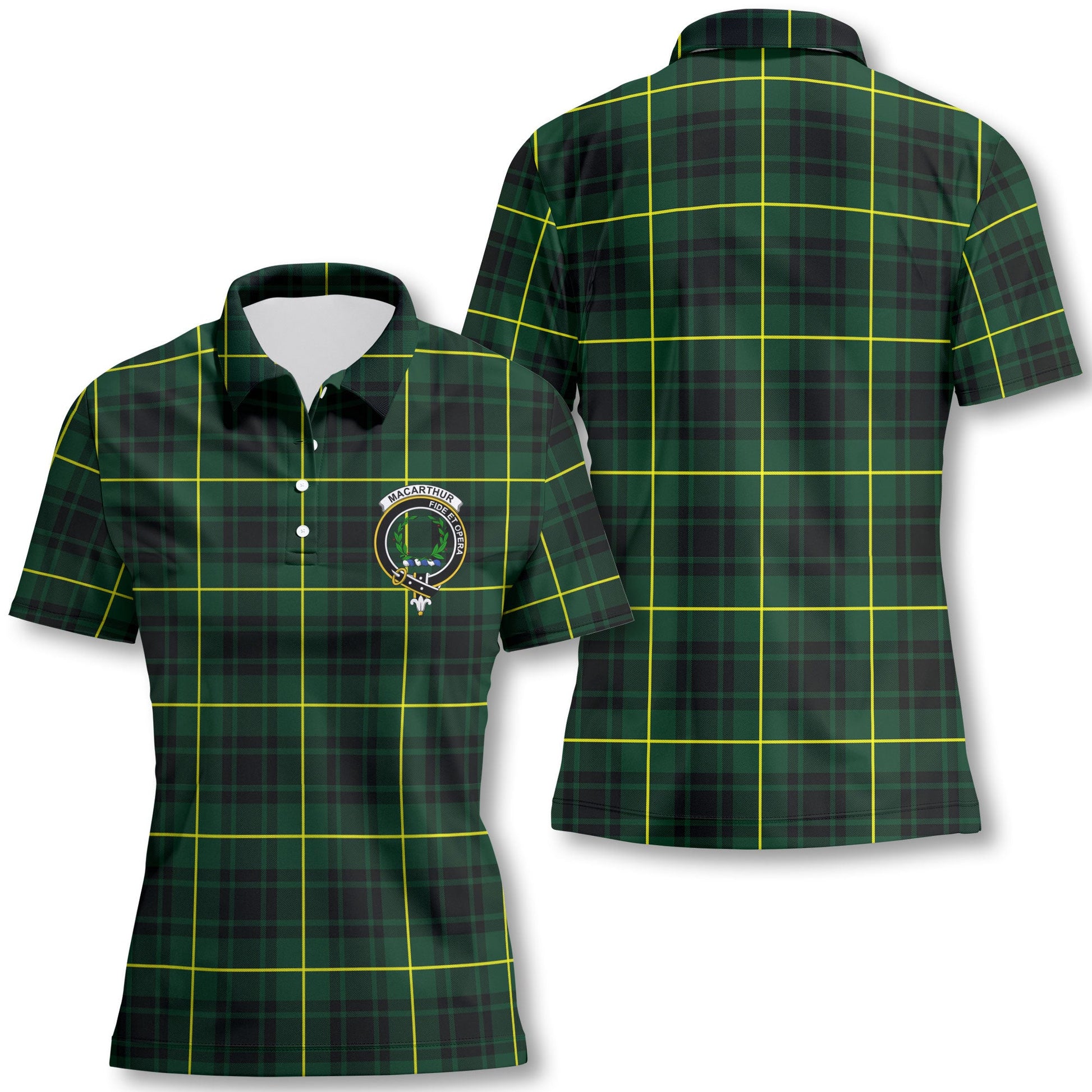 Clan Macarthur Tartan Women Polo Shirt Crest And Plaid Basic Style