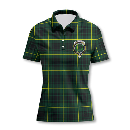 Clan Macarthur Tartan Women Polo Shirt Crest And Plaid Basic Style