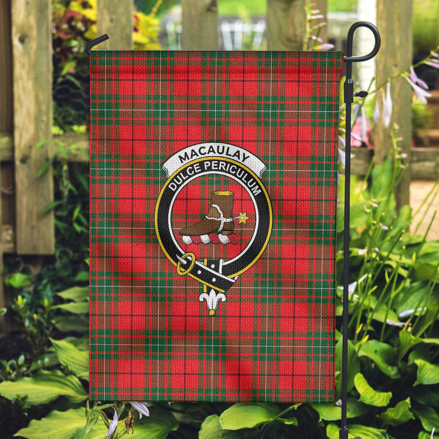 Clan Macaulay Tartan Garden Flag Crest And Plaid Basic Style