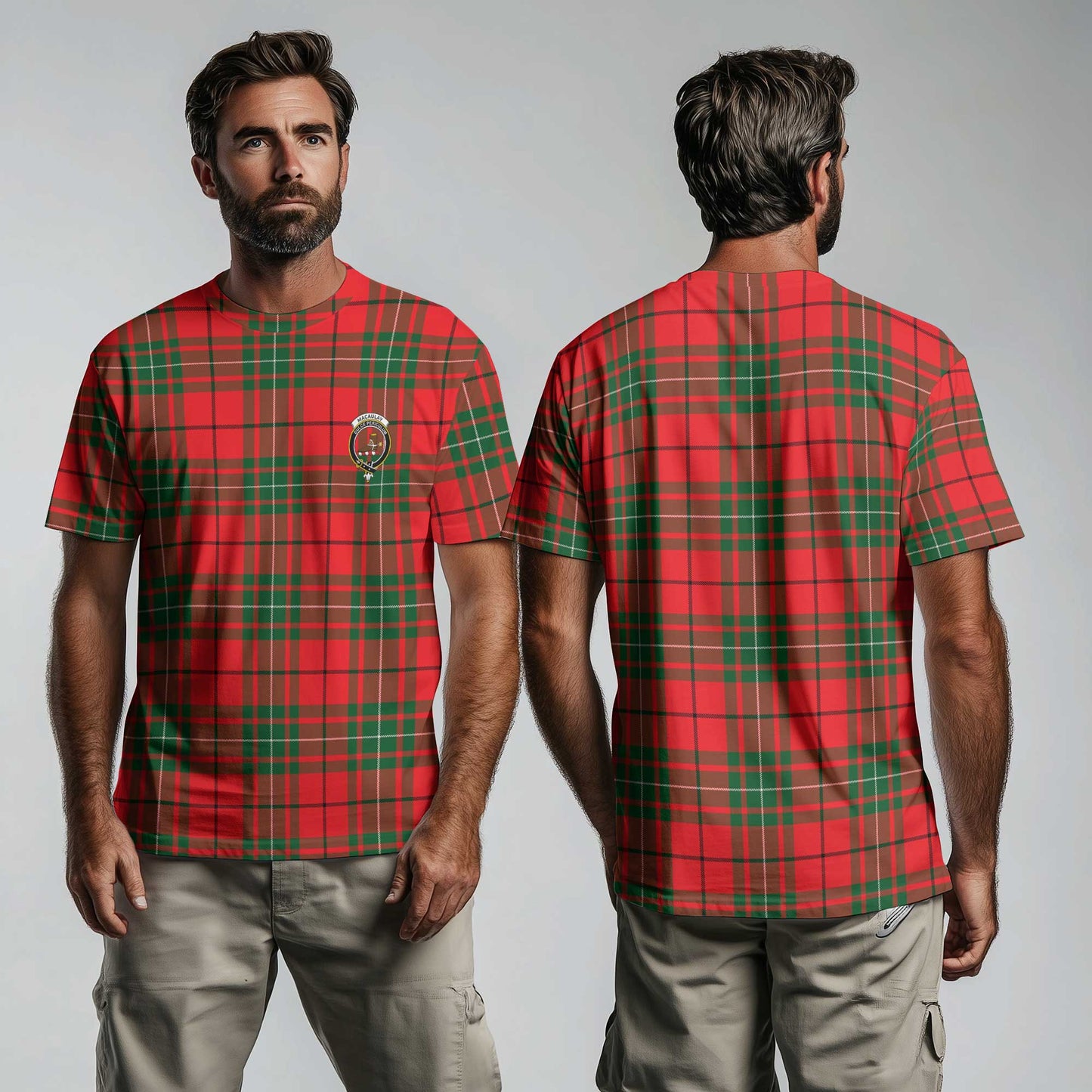 Clan Macaulay Tartan Men T Shirt Crest And Plaid Basic Style