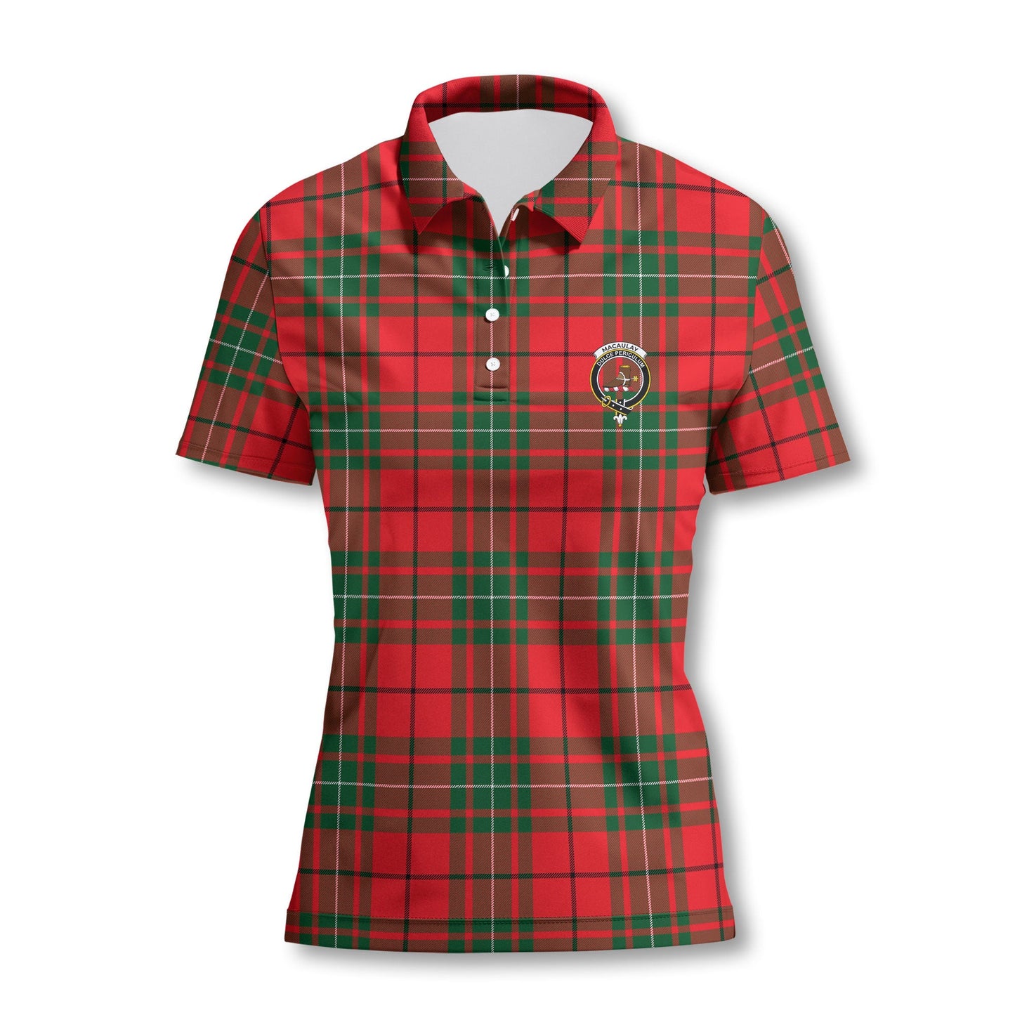 Clan Macaulay Tartan Women Polo Shirt Crest And Plaid Basic Style