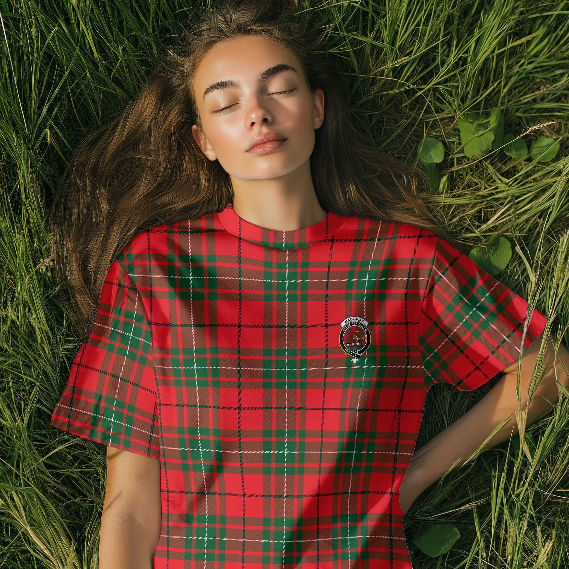 Clan Macaulay Tartan Women T Shirt Crest And Plaid Basic Style