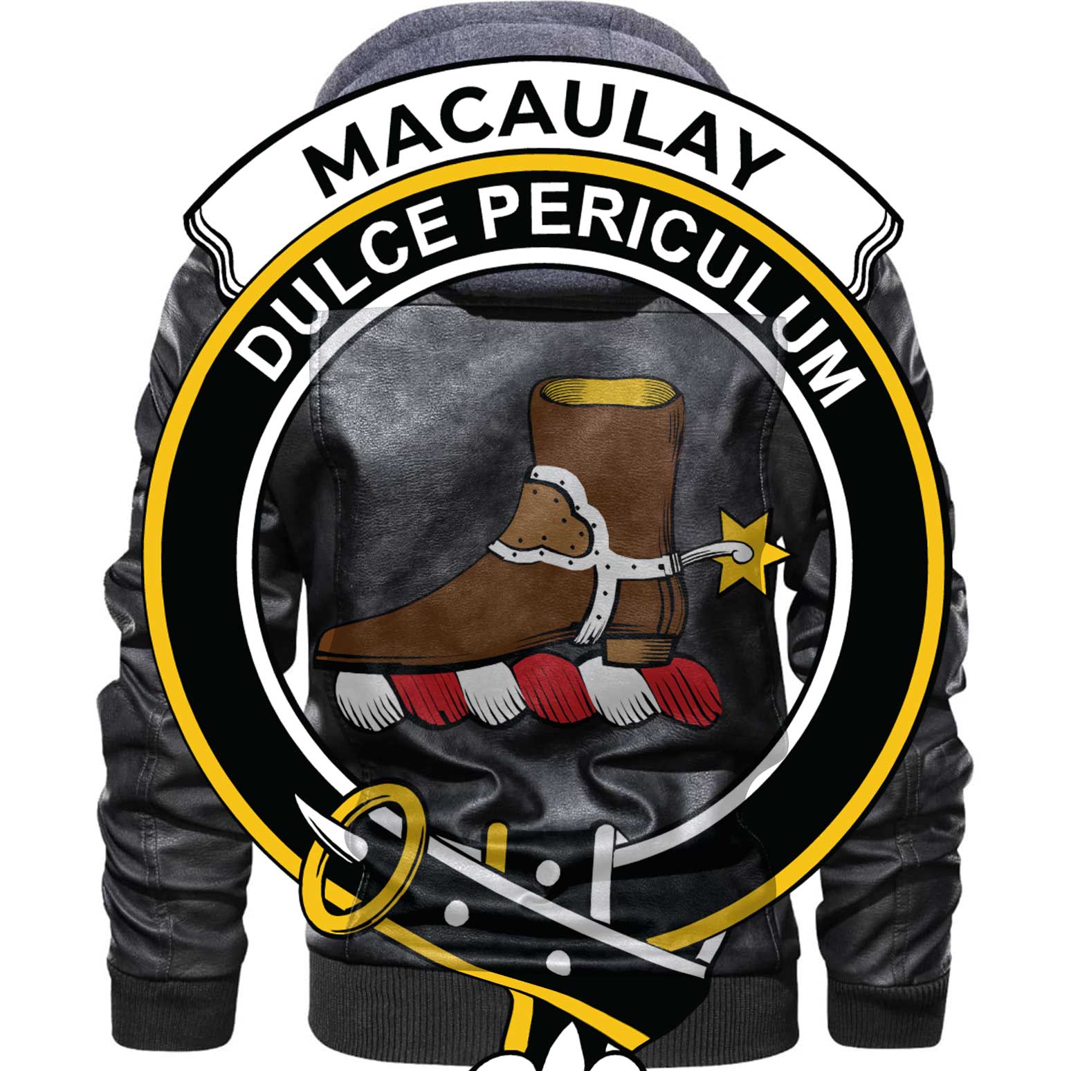 Clan Macaulay Tartan Zip Leather Jacket Crest And Plaid Basic Style