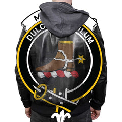 Clan Macaulay Tartan Zip Leather Jacket Crest And Plaid Basic Style
