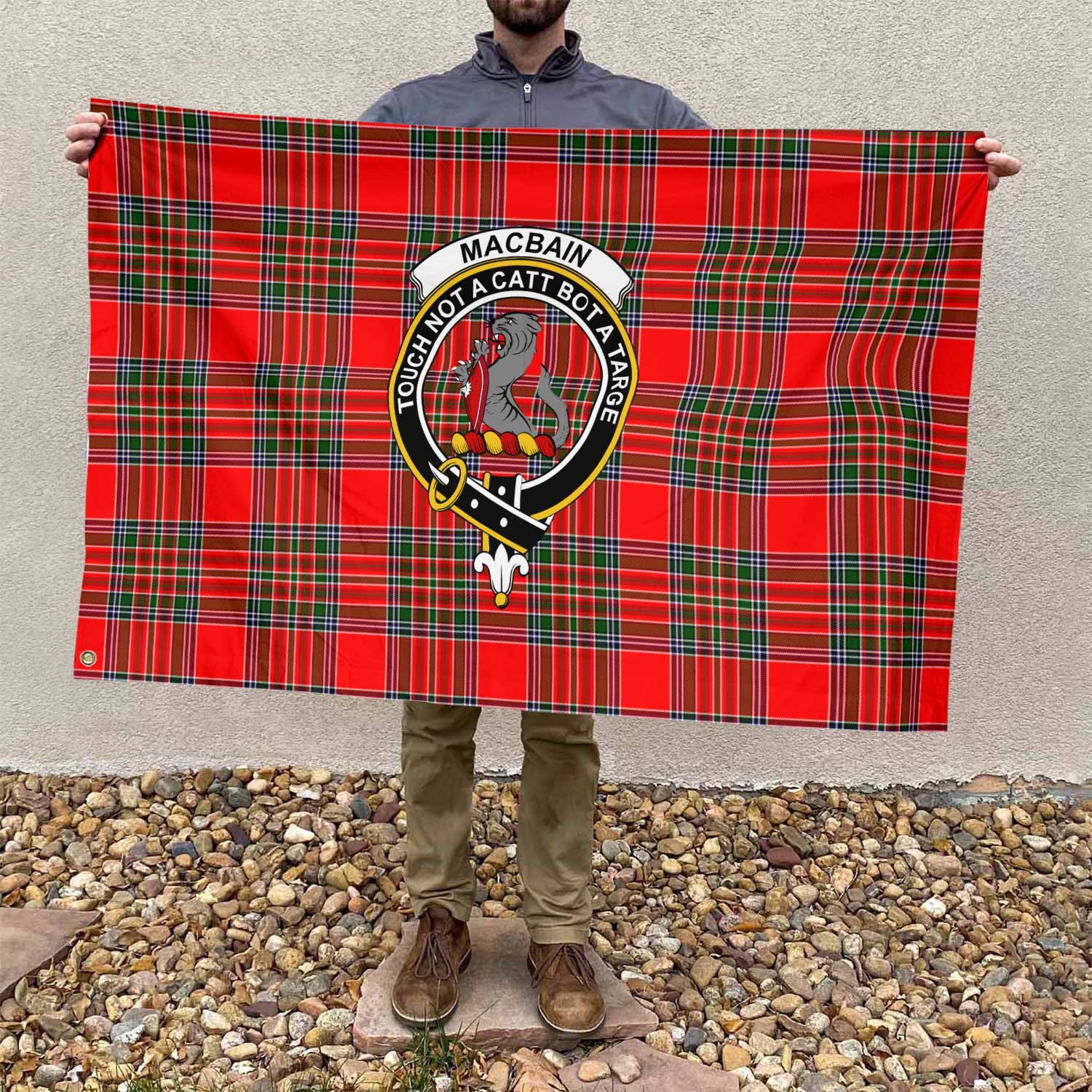 Clan Macbain Tartan Flag Crest And Plaid Basic Style