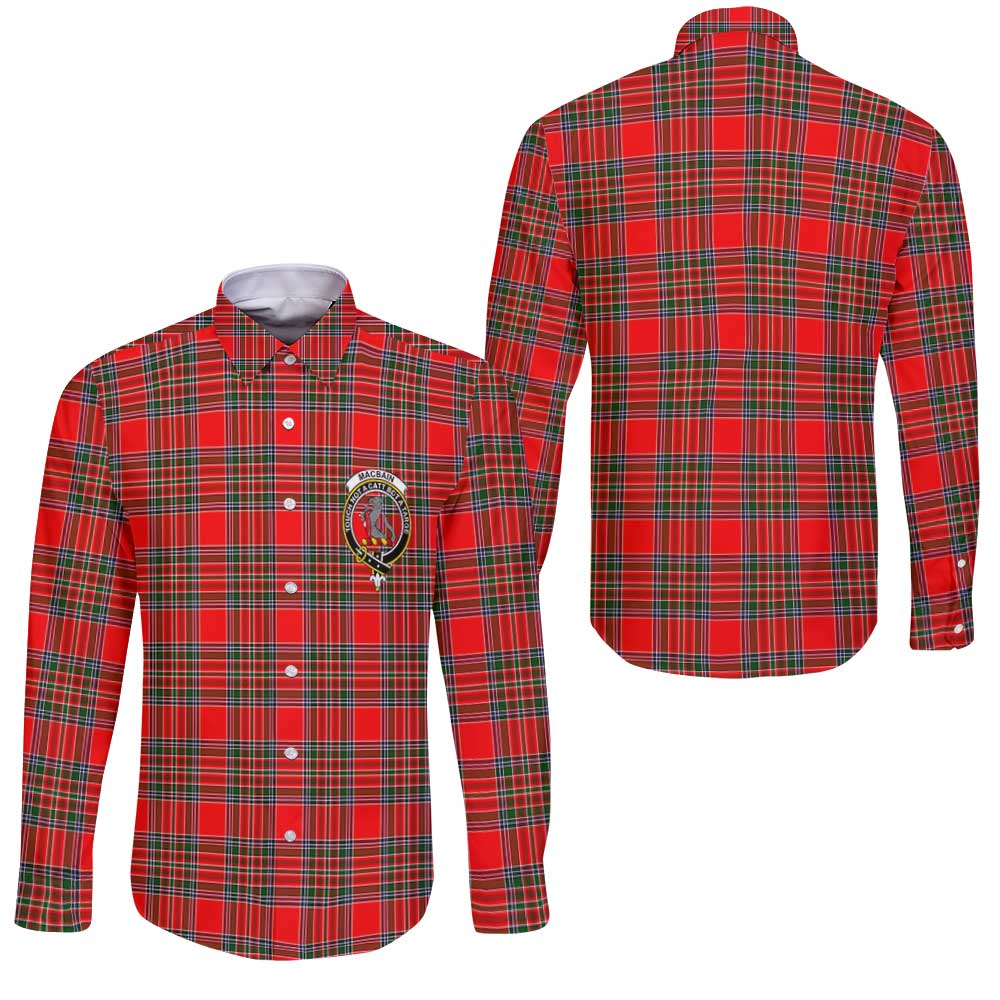 Clan Macbain Tartan Long Sleeve Button Shirt Crest And Plaid Basic Style