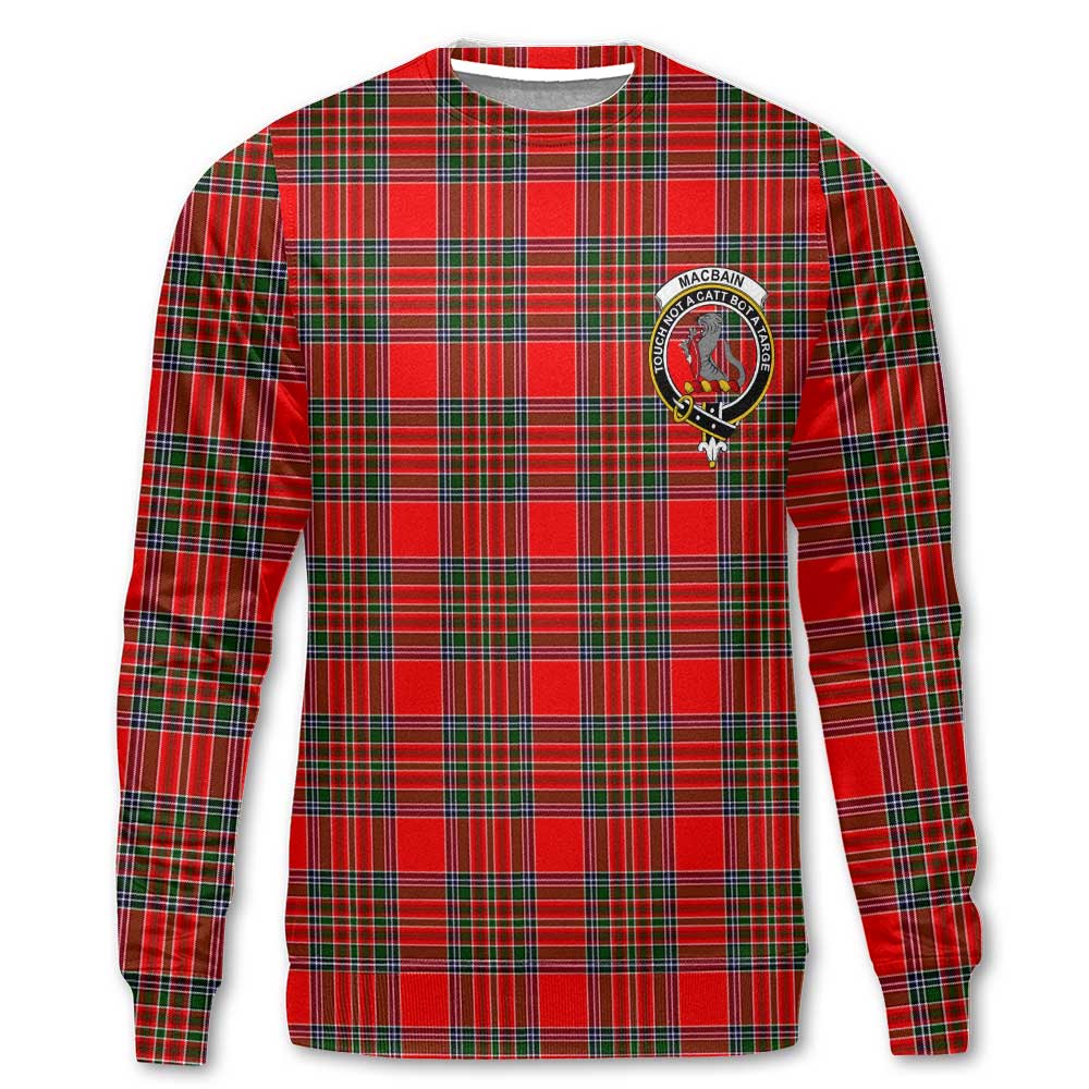 Clan Macbain Tartan Men Sweatshirt Crest And Plaid Basic Style