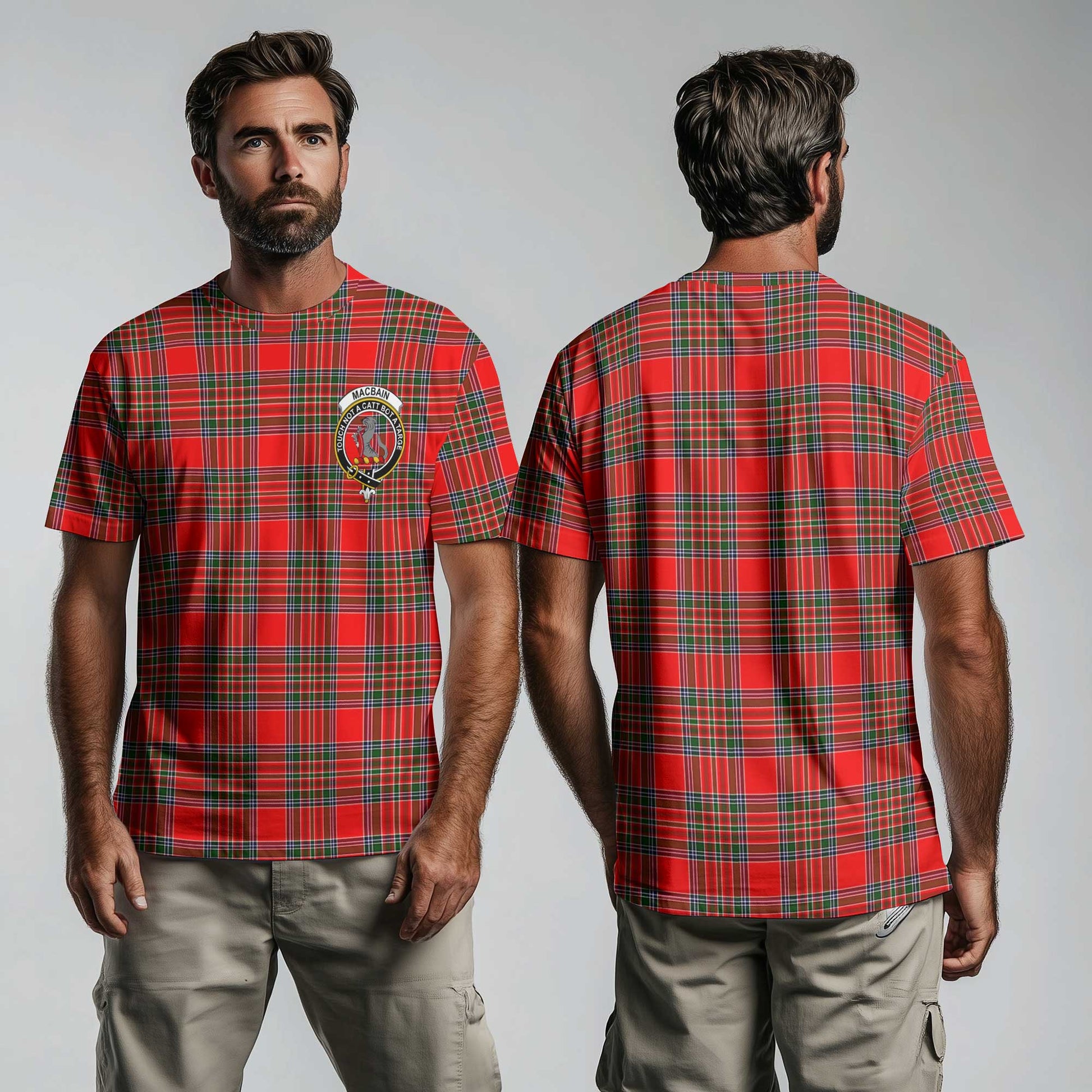 Clan Macbain Tartan Men T Shirt Crest And Plaid Basic Style