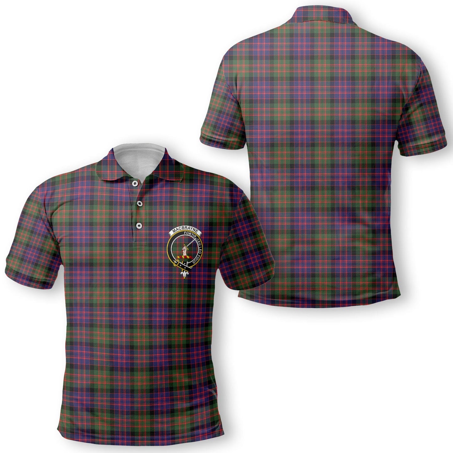 Clan Macbrayne Tartan Golf Men Polo Shirt Crest And Plaid Basic Style