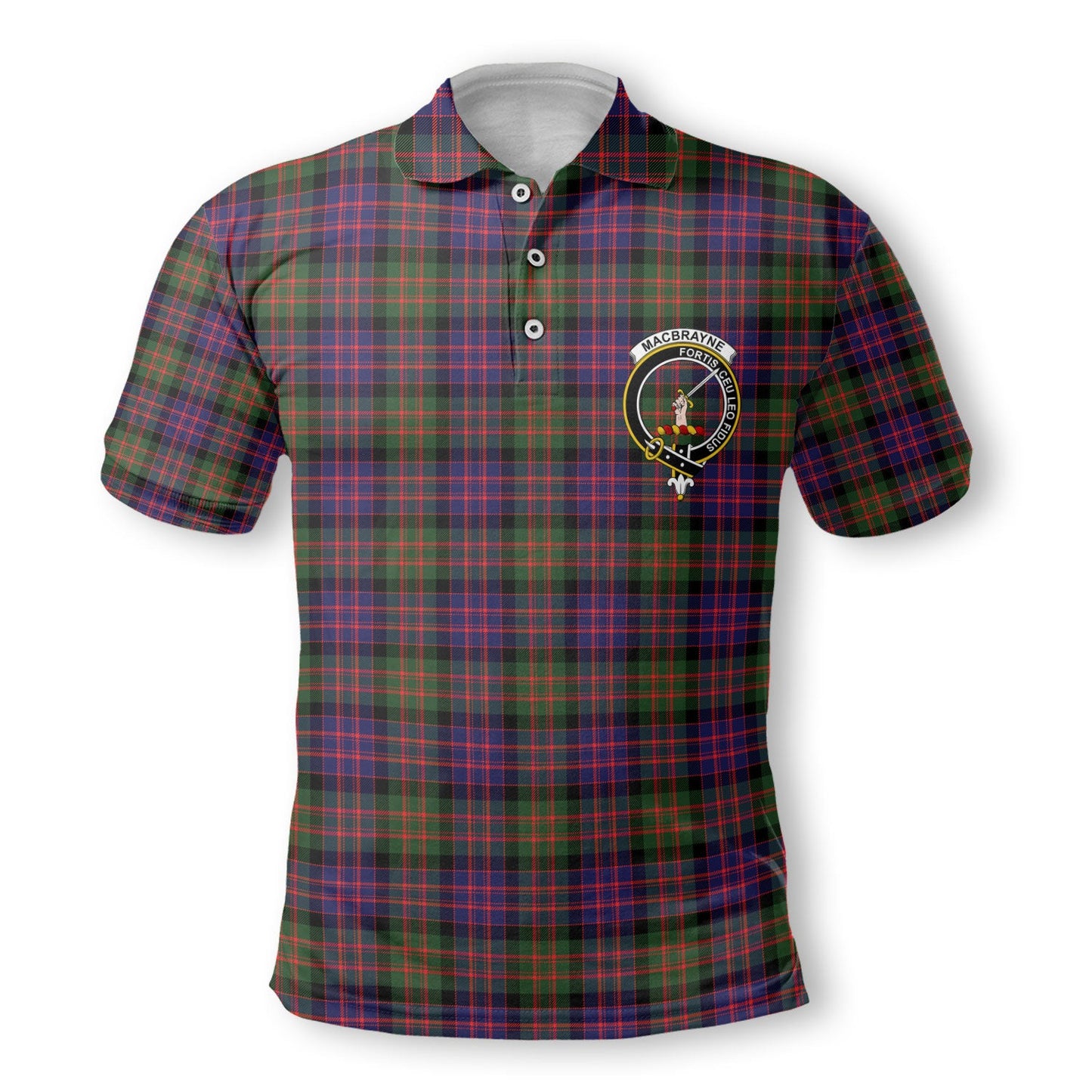 Clan Macbrayne Tartan Golf Men Polo Shirt Crest And Plaid Basic Style