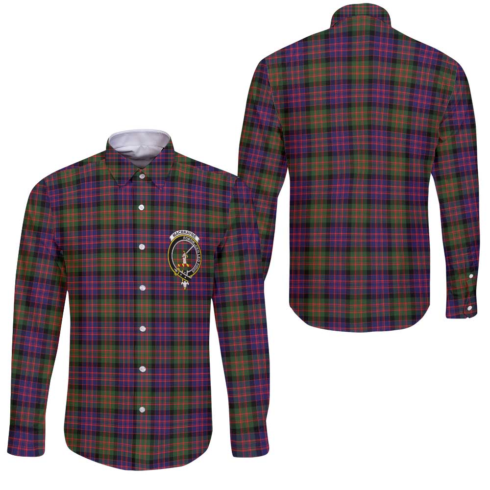 Clan Macbrayne Tartan Long Sleeve Button Shirt Crest And Plaid Basic Style