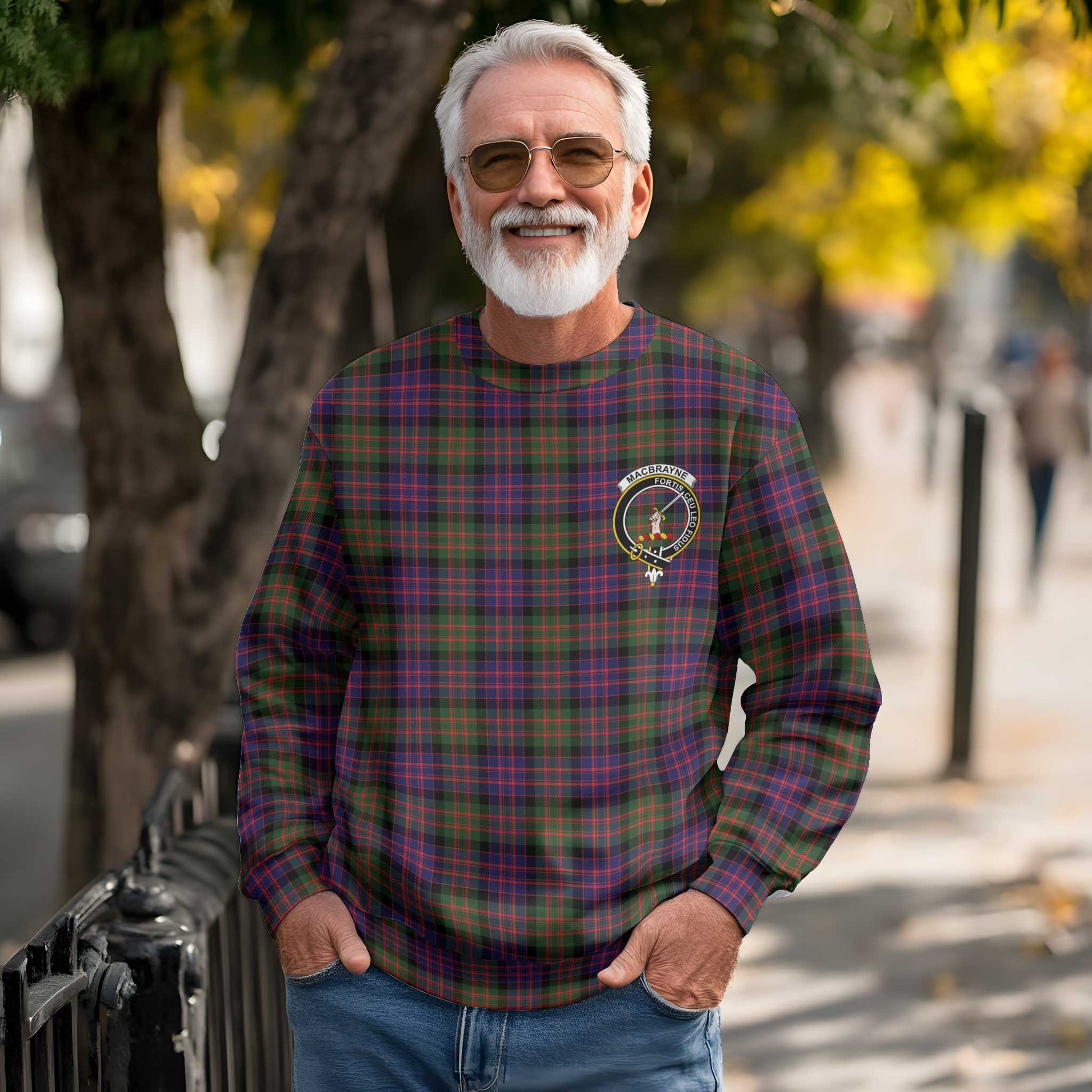 Clan Macbrayne Tartan Men Sweatshirt Crest And Plaid Basic Style