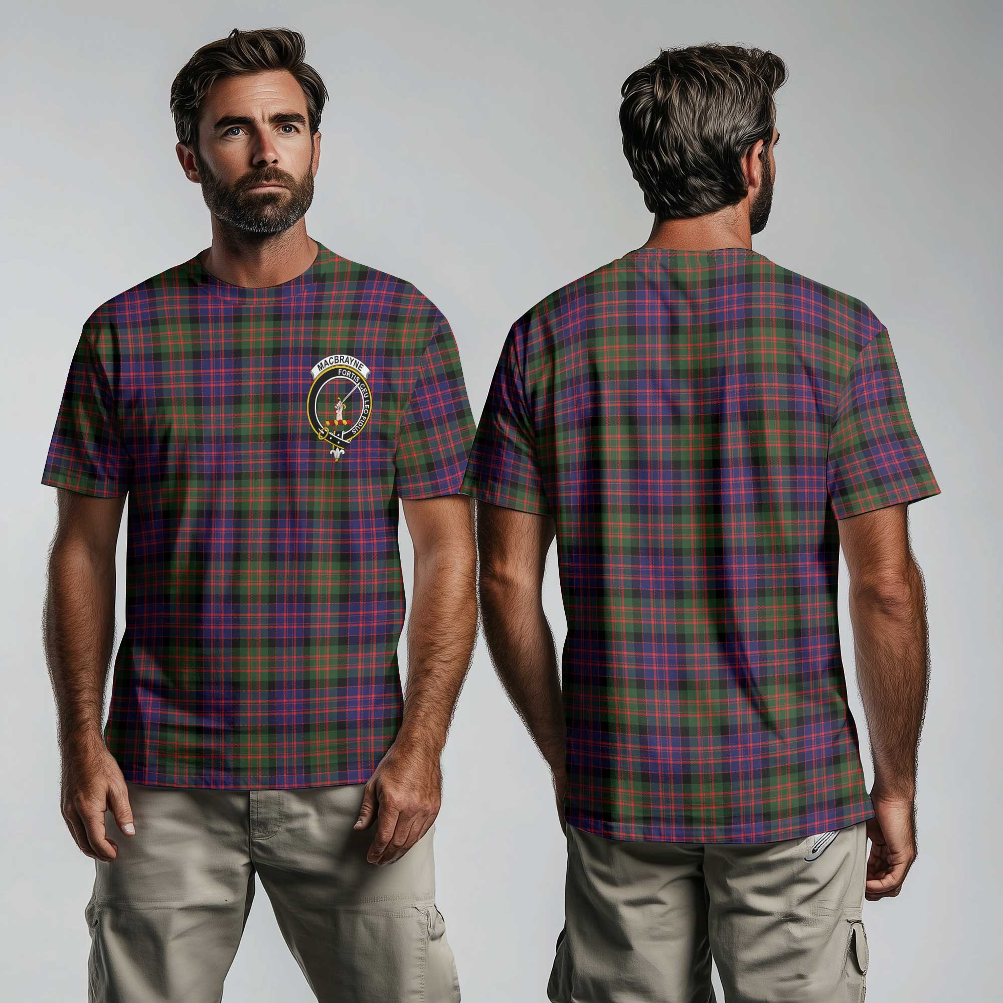 Clan Macbrayne Tartan Men T Shirt Crest And Plaid Basic Style