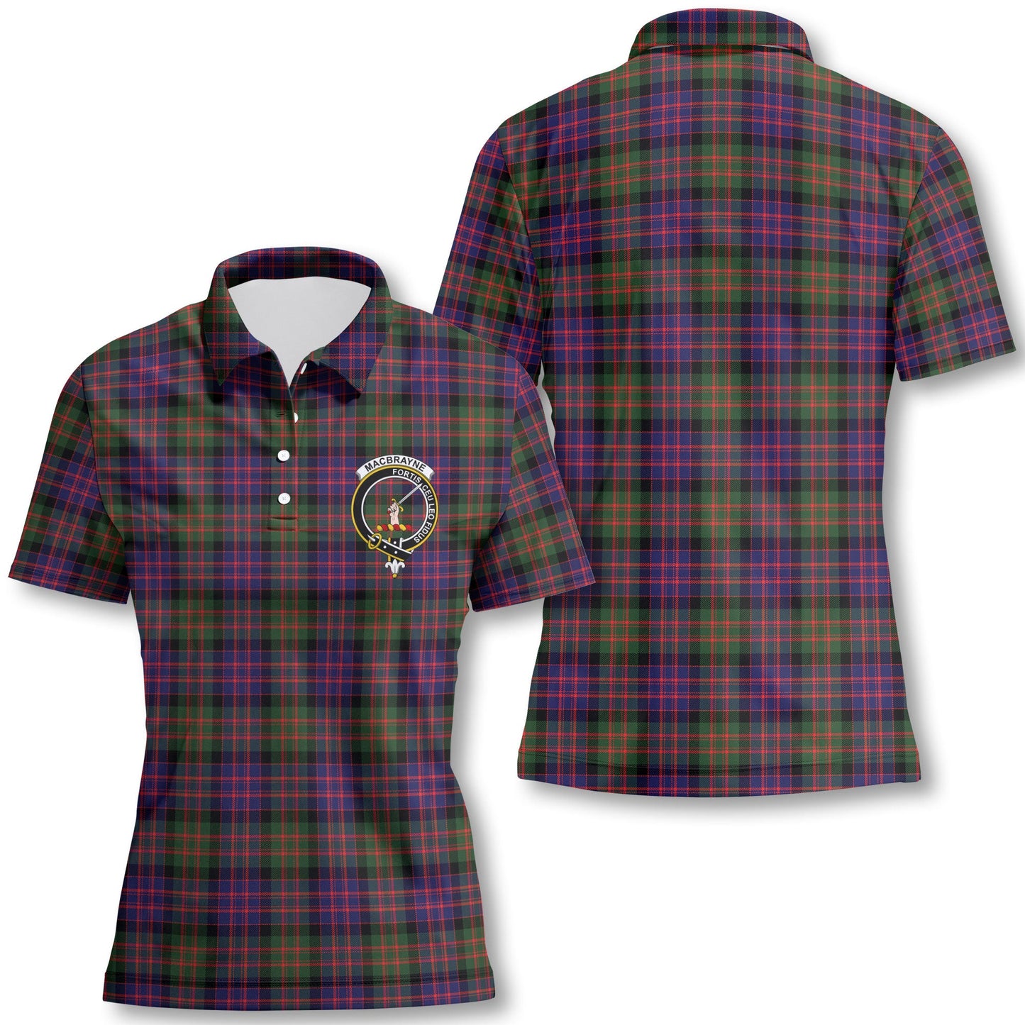 Clan Macbrayne Tartan Women Polo Shirt Crest And Plaid Basic Style