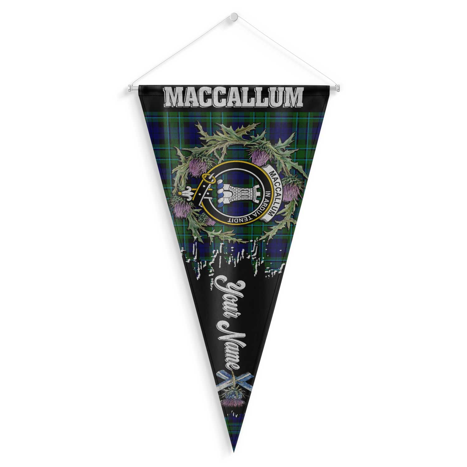 Clan Maccallum Tartan Felt Pennant Crest And Plaid Basic Style